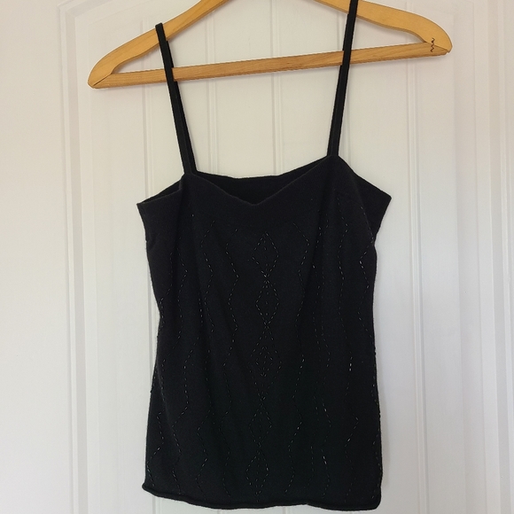 Banana Republic Mohair Black Sequined Top Christmas Party Ready - Picture 2 of 4